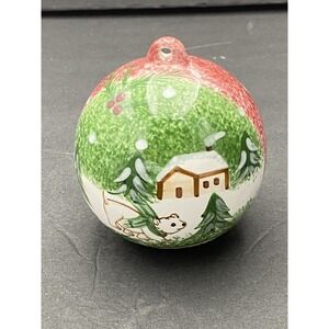 Vintage 2000 Christmas Ornament The Cellar Log Cabin Polar Bear Ceramic Rustic